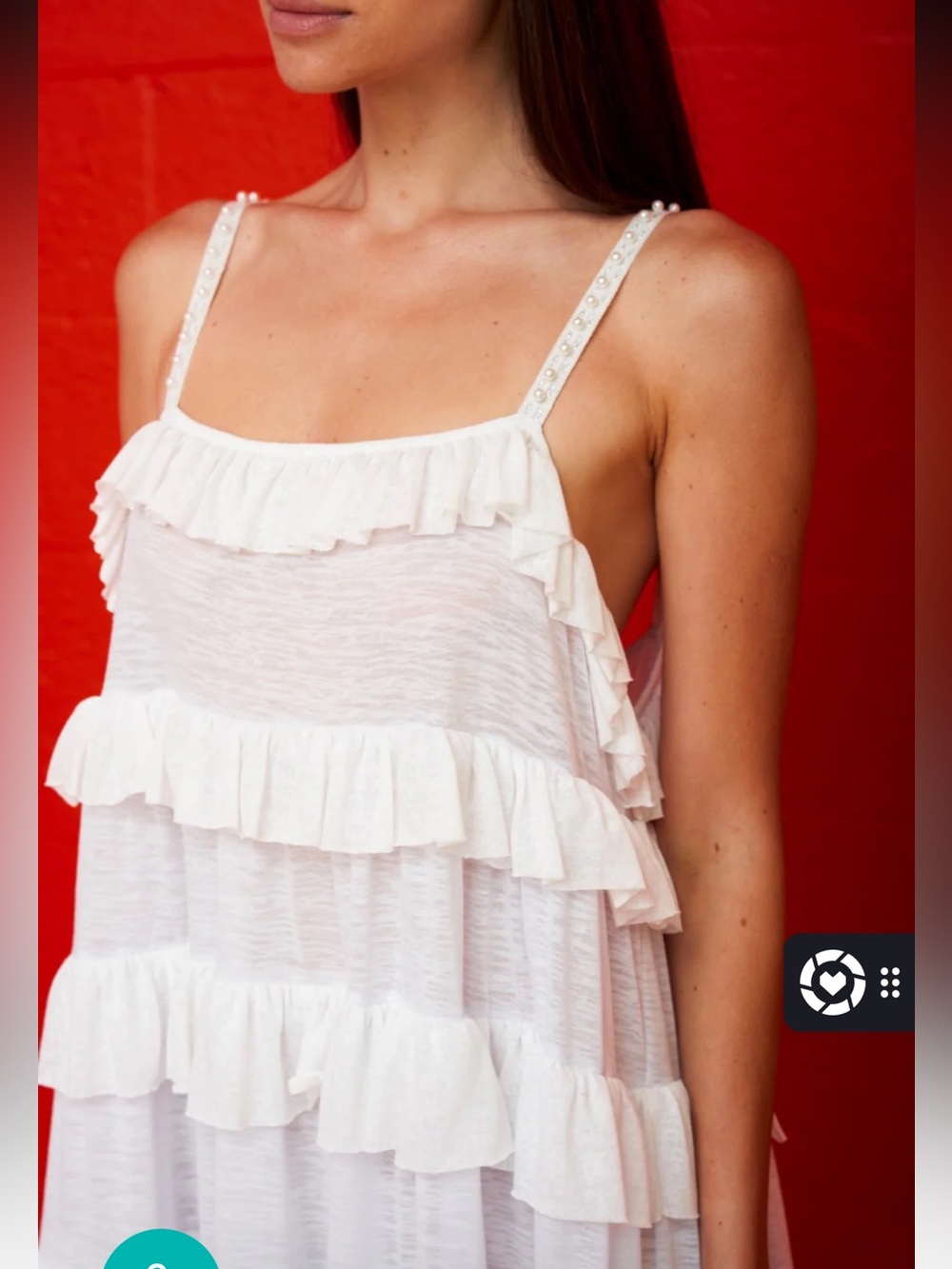 Pitusa Beaded Strap Tiered Dress White Standard - NWT - Picture 6 of 14
